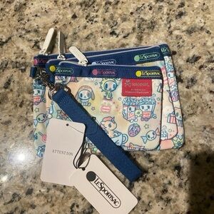 Lesportsac Japan Tokidoki Happy Food Makeup Cosmetic Bag Pouch Set Of 3